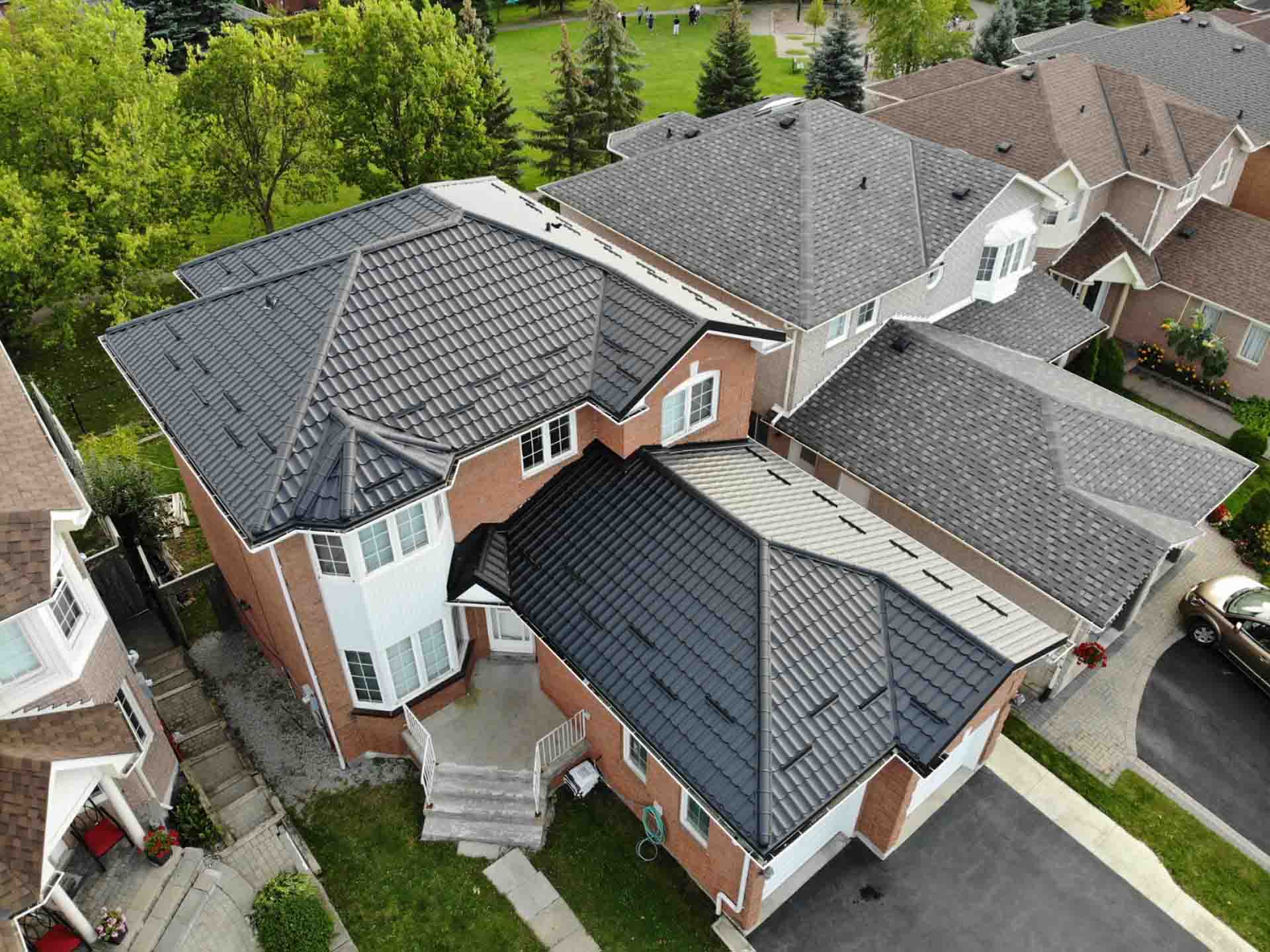 Metal roof aerial view